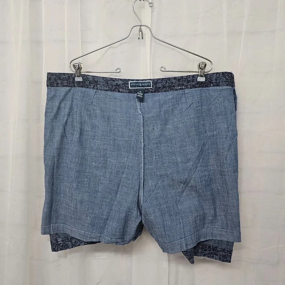 Karen Scott Blue Chambray Floral Skort Mini Boho Cottagecore 18 - Picture 7 of 10